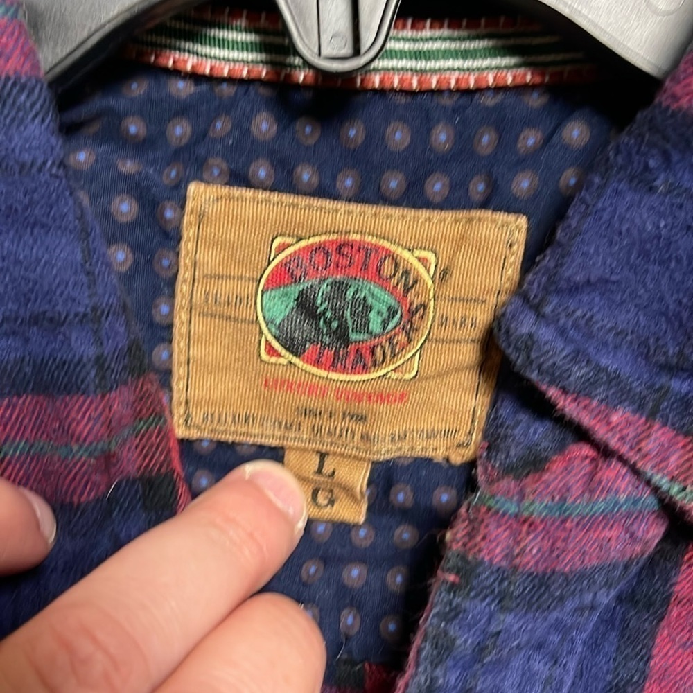 Boston Traders Luxury Vintage Plaid Flannel Button Down Shirt Size Large - Picture 6 of 7